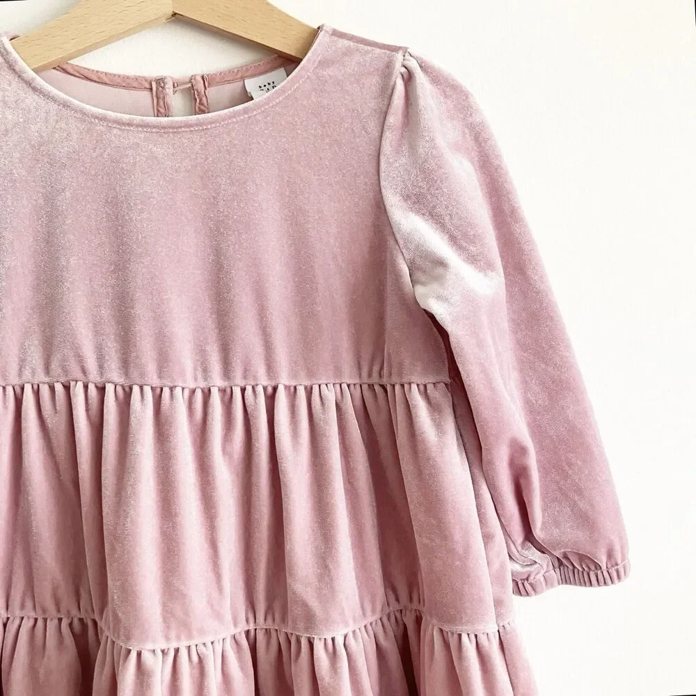 babyGap Velvet Dress Size 2 2T Rose Pink Long Sleeve Holiday Party Winter Fall